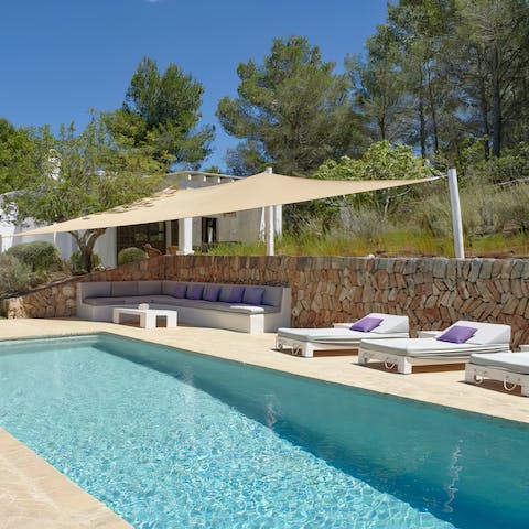 Cool off in the Ibizan heat with a refreshing swim in the private pool