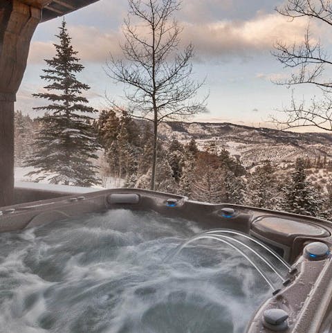 Take in the idyllic views from your private hot tub