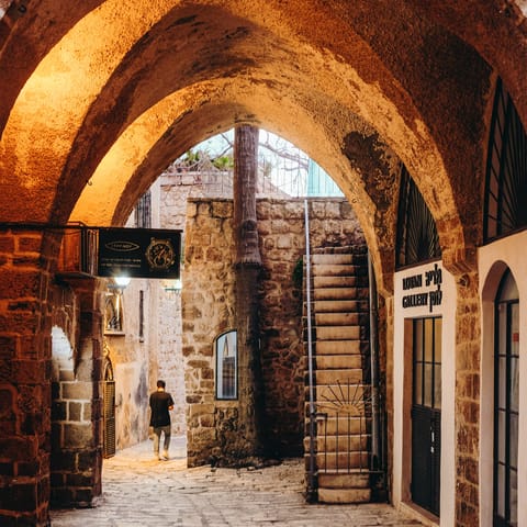 Explore the bustling streets of Old Jaffa – Shuk Hapishpeshim flea market is nearby