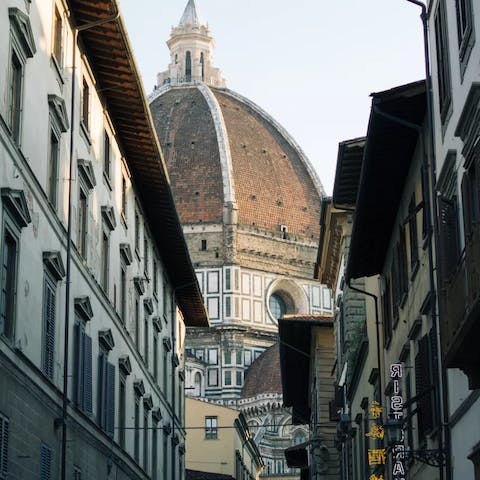 Visit the famous Cathedral of Santa Maria del Fiore, a fifteen-minute walk away