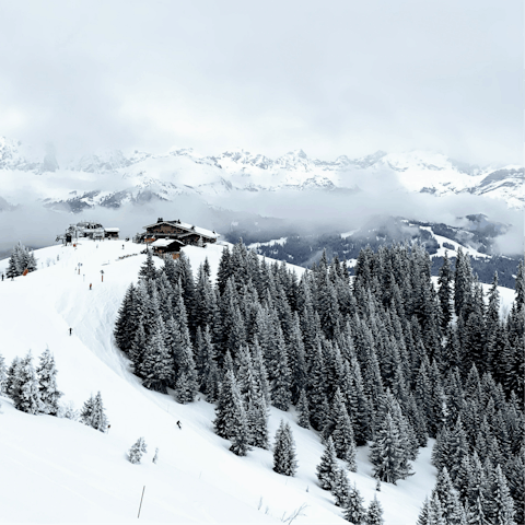 Hone your skills on the wide, tree-lined slopes of Megève