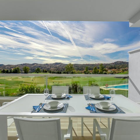 Watch the golfing action from your private balcony