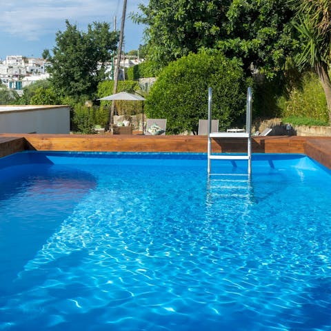 Dip into the private plunge pool after taking a bike ride around Anacapri
