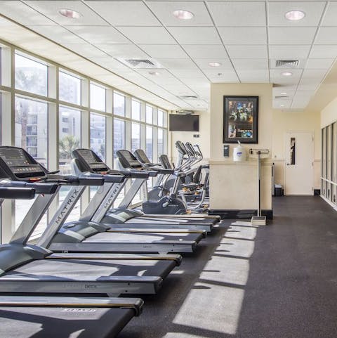 Break a sweat in the on-site communal gym, complete with all the equipment you'll need