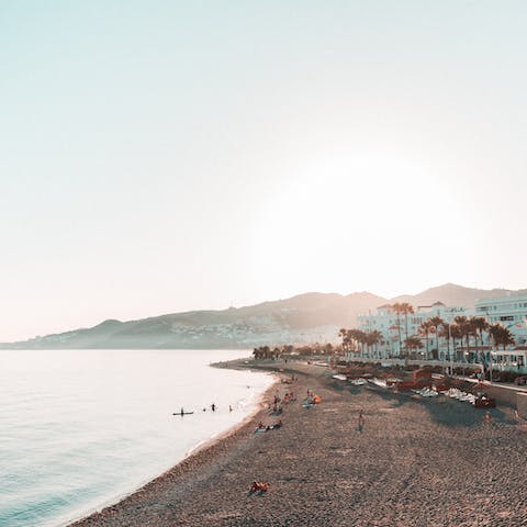 Spend the day exploring the beaches around Nerja – its 10 miles of sand mark the eastern end of the Costa del Sol