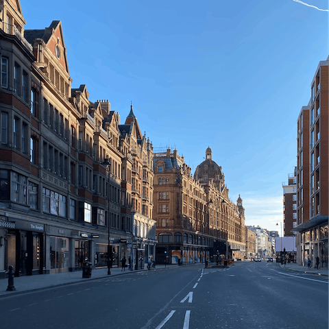 Explore Knightsbridge, including Harrods, a six-minute stroll from this home