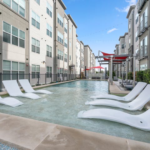 Cool off in the home's communal pool