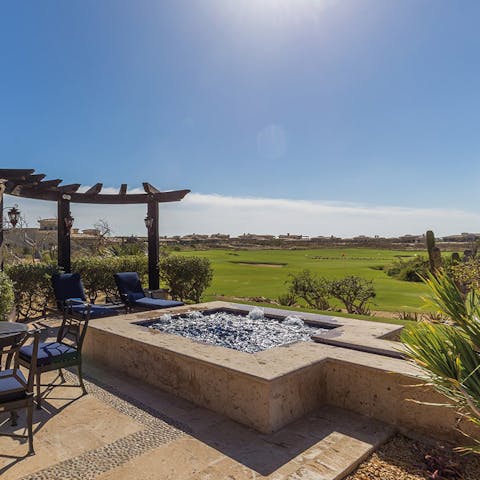 Indulge yourself in the outdoor hot tub