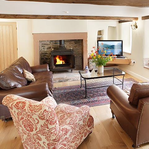 Get a fire crackling in the wood-burning stove on chilly evenings