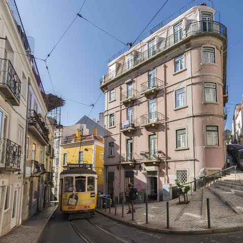 Hop on iconic Tram 28 – it passes right by this apartment