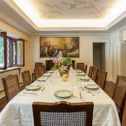 Gather altogether around the large dining table for an indulgent feast