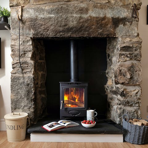 Toast your toes in front of the roaring wood-burning stove