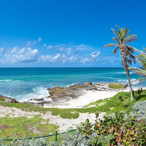 Stay right on the beach on Barbados' south coast