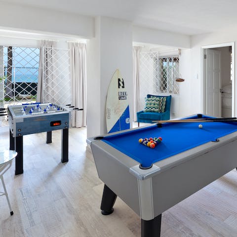 Head to the games room for a few frames of pool or a round of foosball