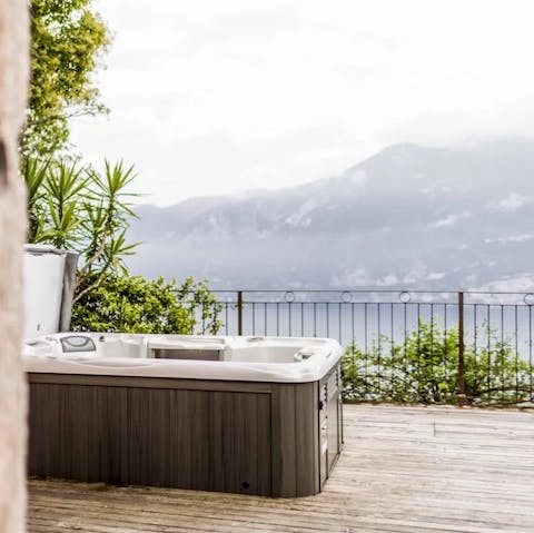 Enjoy beautiful views while relaxing in the jacuzzi