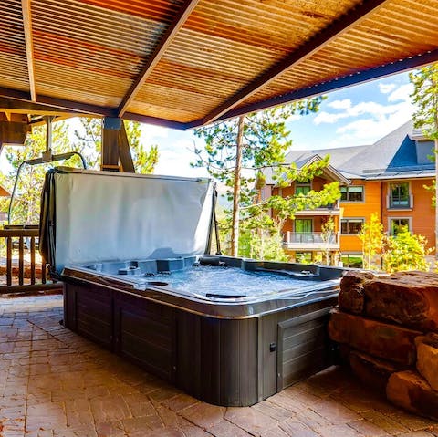 Relax your tired muscles in the hot tub