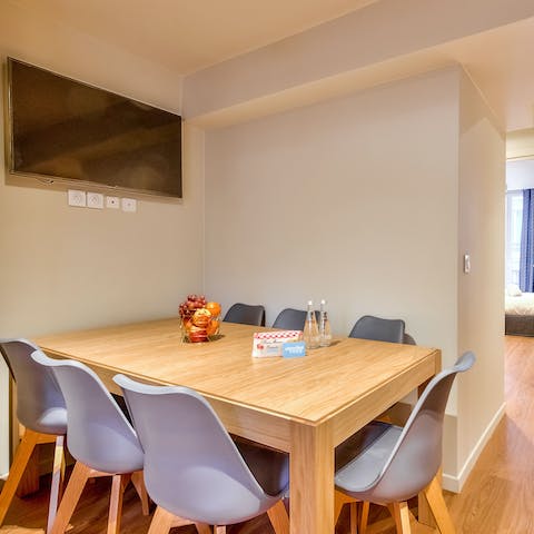 Share aperitifs around the table before heading to a nearby restaurant