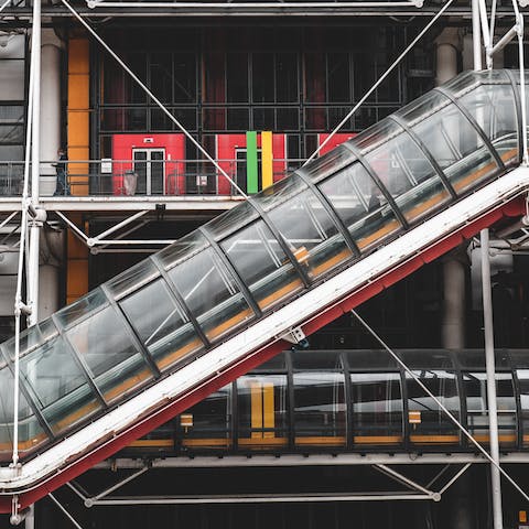 Admire the collection of modern and contemporary art in the Pompidou Centre, a fifteen-minute stroll away
