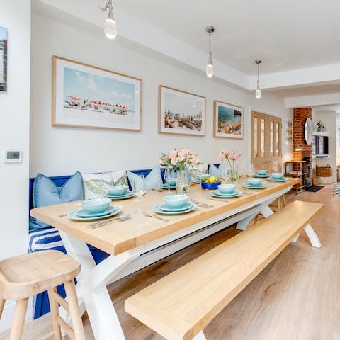 Gather everyone for breakfast at the elegant dining table