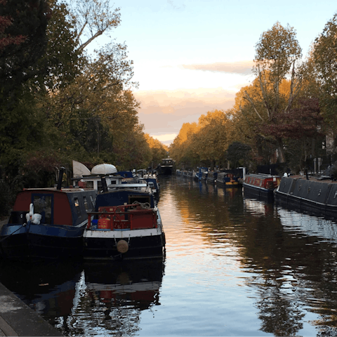 Discover Little Venice's waterside pubs and cafes, a fifteen-minute stroll form your door