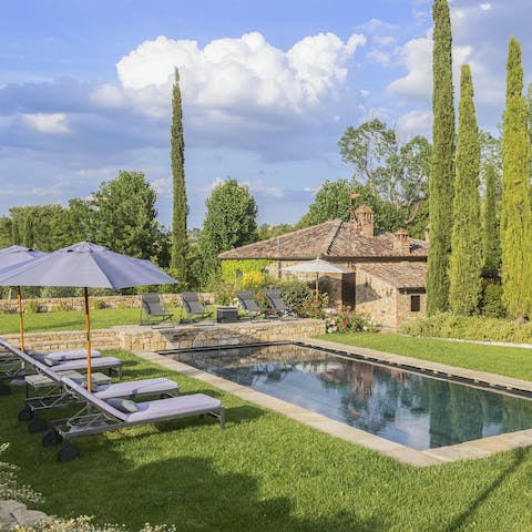 Take up residence on one of the poolside loungers and occasionally cool off with a dip