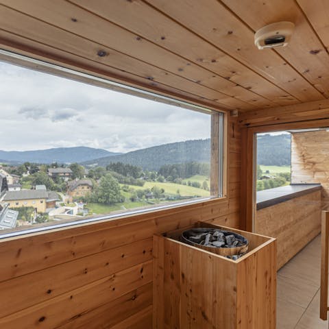 Unwind with a view in the fabulous private sauna