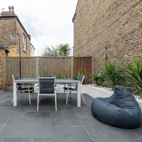 Enjoy lunch in the garden or relax on the bean bag