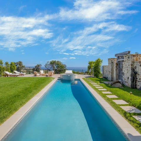 Take in the Pacific Ocean views from the private pool or hot tub