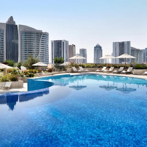 Dive into the refreshing pool for an instant cool–down from the Dubaii heat