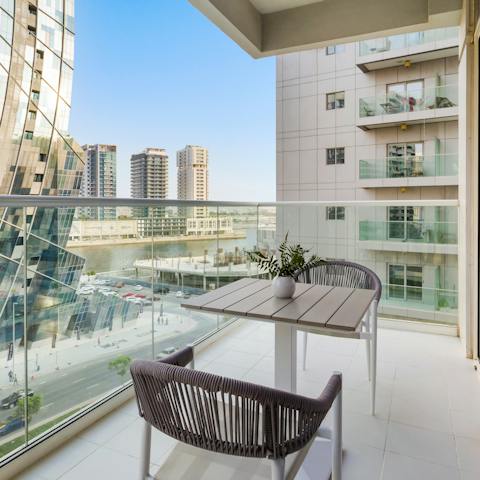 Slide open the doors and sip a coffee out on the private balcony