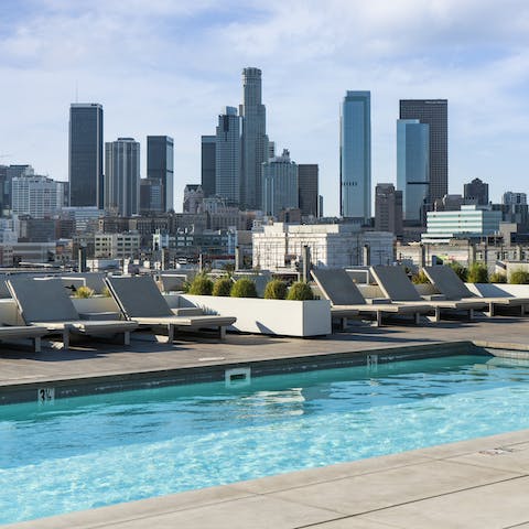 Take in jaw-dropping views over Downtown LA as you lay out by the rooftop pool