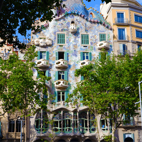 Check out Gaudí's striking Casa Batlló, just a short walk away