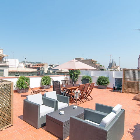 Spend sunny afternoons up on the rooftop terrace
