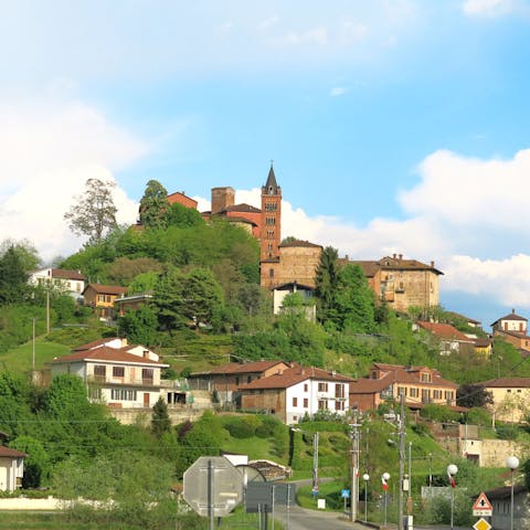 Take a gentle stroll through the charming town of Cortazzone, a five-minute drive away