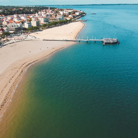 While away sun-soaked afternoons on Arcachon's sandy beaches, just a five-minute walk away 