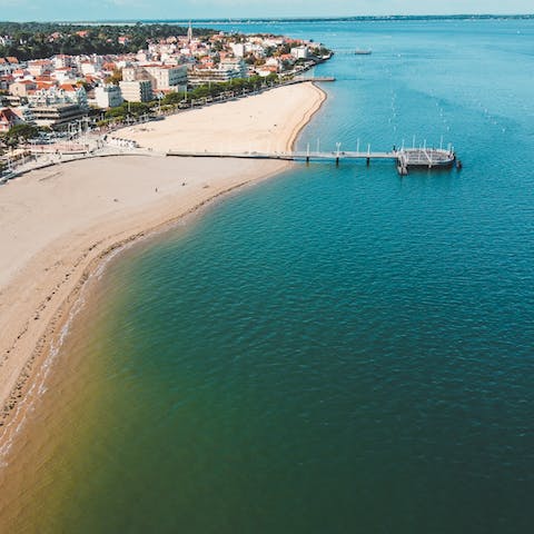 While away sun-soaked afternoons on Arcachon's sandy beaches, just a five-minute walk away 