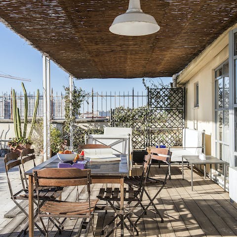 Dine alfresco on your spectacular 200sq/metre terrace 