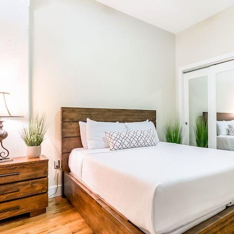 Have a restful night's sleep in the plush bedroom