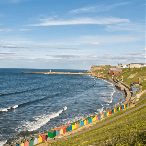 Make the most of sunny spells by visiting Whitby's long and sandy beach, also ten minutes' walk away