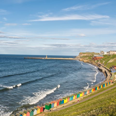 Stay in west Whitby, a five-minute stroll to the beach-hut-lined promenade and beach