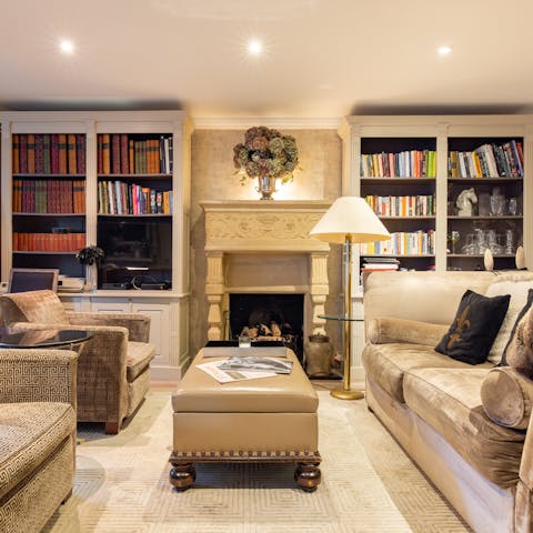 Grab a book, light the fire and curl up on the sofa to read and relax