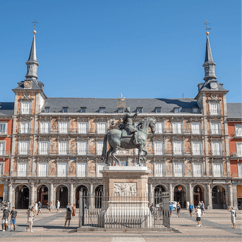 Explore famous Plaza Mayor, right outside your door