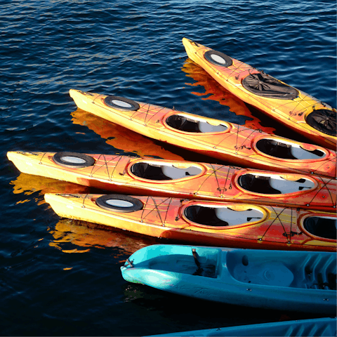 Hire kayaks for a day of water sports on the lakes 