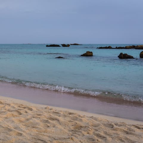 Listen to the sounds of waves breaking on Meakis beach, just a two-minute walk from your door