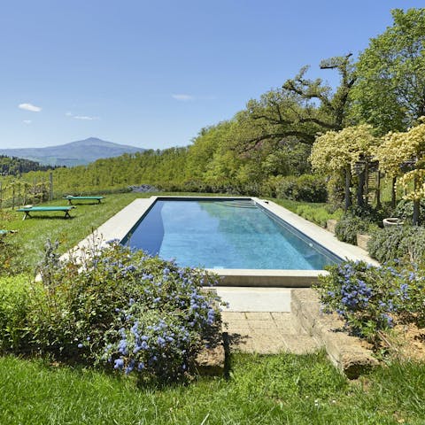 Swim a few lengths of the pristine outdoor pool