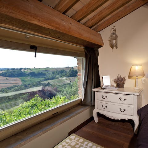 Take in views of the countryside from the bedrooms