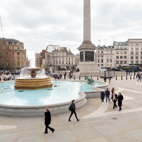 Walk to Trafalgar Square and Covent Gardens in less than 10 minutes