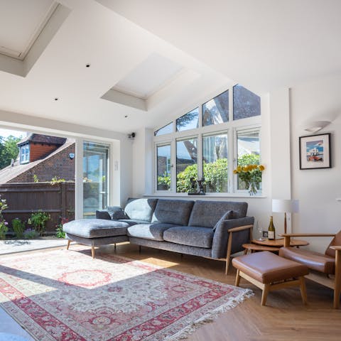 Slide open the patio doors and bask in the sun-soaked living space