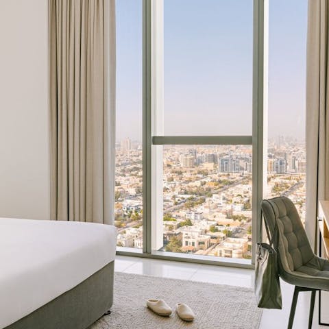 Admire the views from the floor-to-ceiling windows