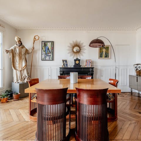 Stroll to a restaurant or dine in your own art-filled sanctuary